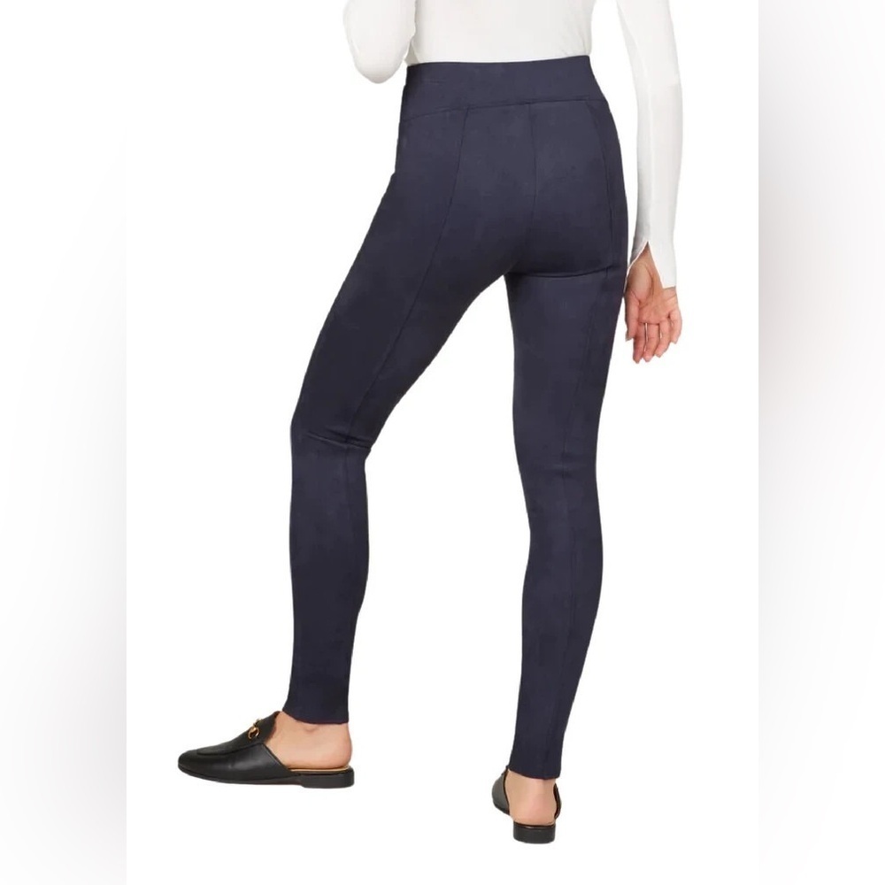 SPANX Leggings Women’s Medium Faux Suede Navy High-Waisted Legging Pant